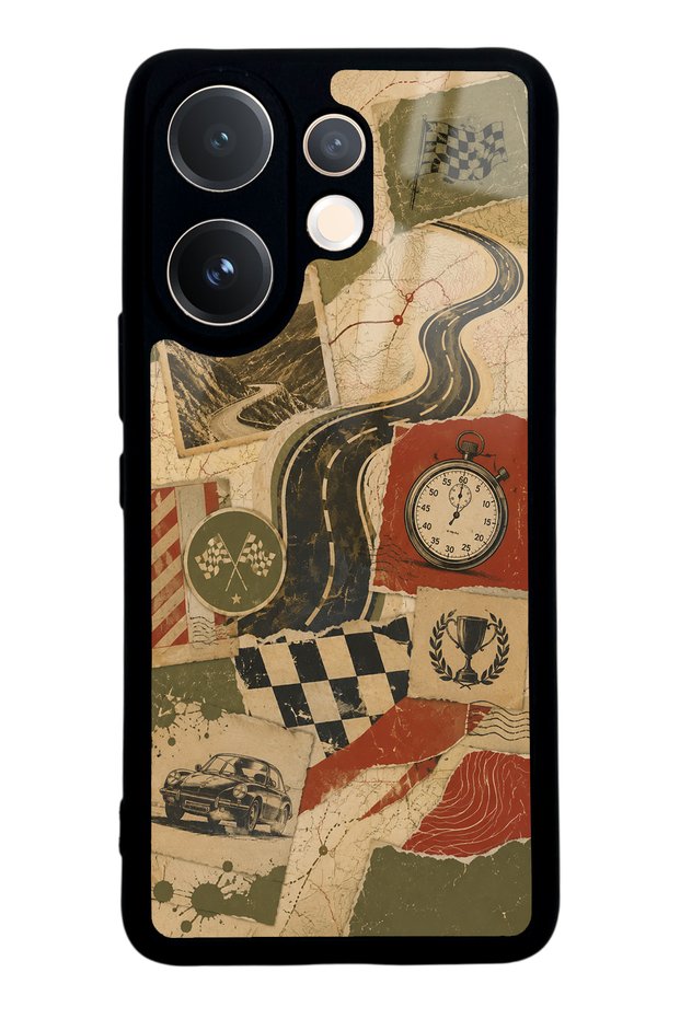 Vivo V60 Glossy Phone Case with Retro Road Racing Design