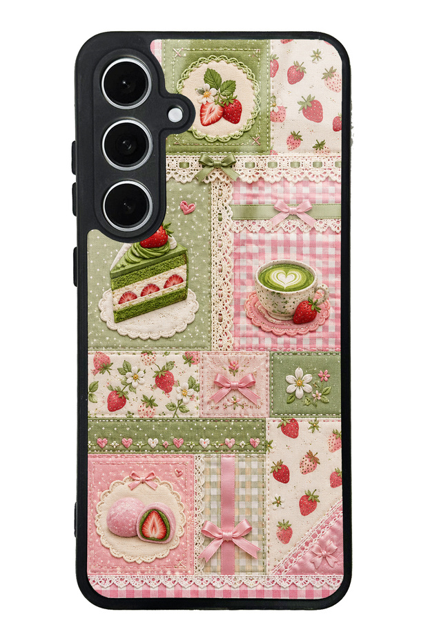 Samsung S24 Fe Matcha Berry Quilt Design Glossy Phone Case