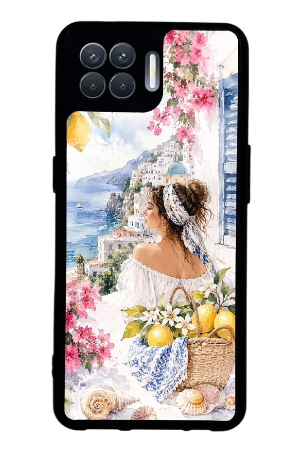Oppo Reno 4 Lite Glossy Phone Case with Positano Blue Design
