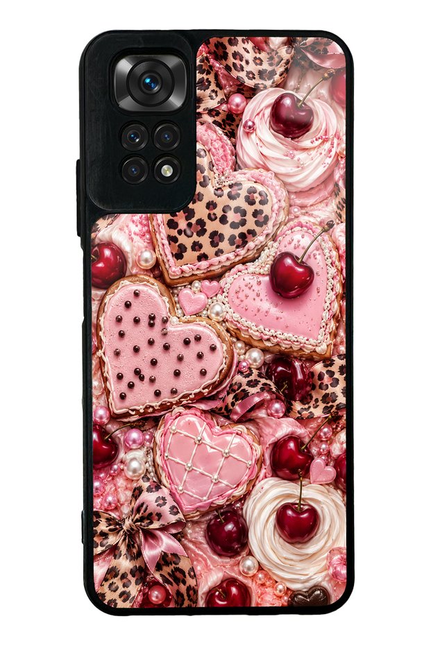 Xiaomi Redmi Note 11S Glossy Phone Case with Cherry Leopard Sweetheart Design