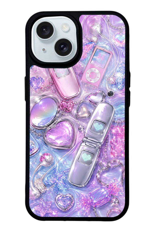 iPhone 15 Chrome Heart Y2K Design Glossy Phone Case