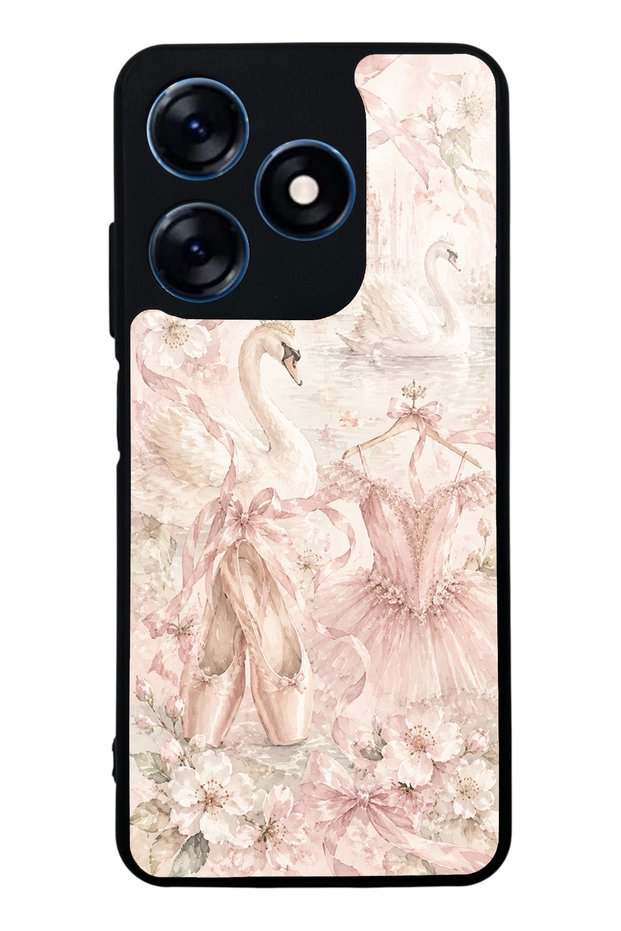 Tecno Spark 10 Pink Swan Ballet Design Glossy Phone Case