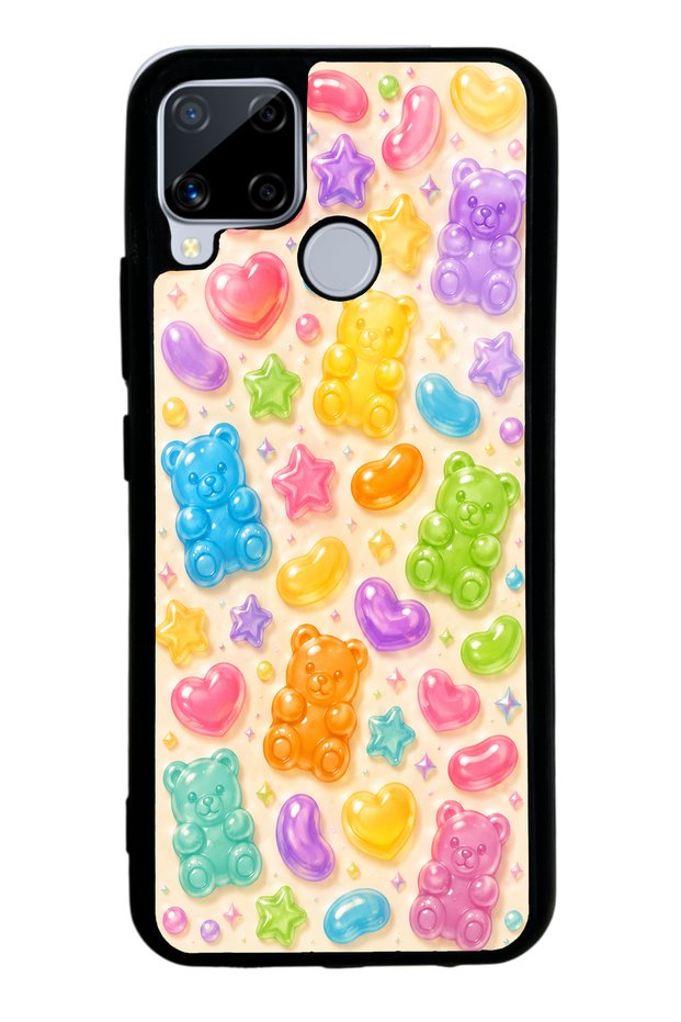 Realme C15 Glossy Phone Case with Sweet Bear Jelly Design