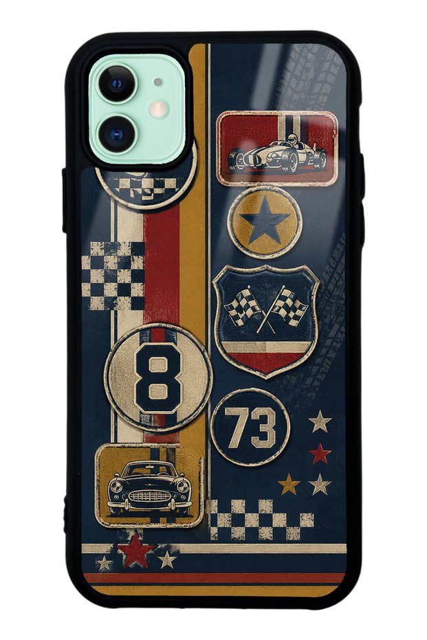 iPhone 11 Old School Racing Design Glossy Phone Case