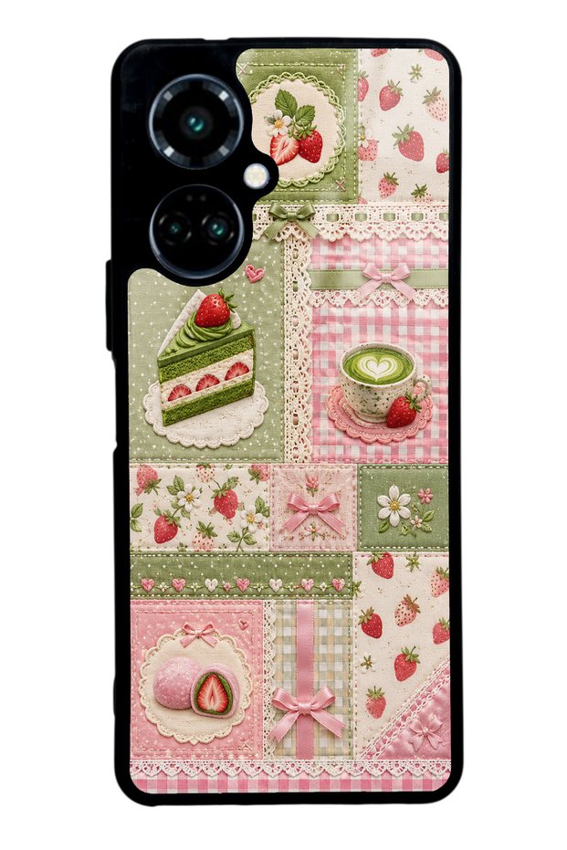 Tecno Camon 19 Glossy Phone Case with Matcha Berry Quilt Design