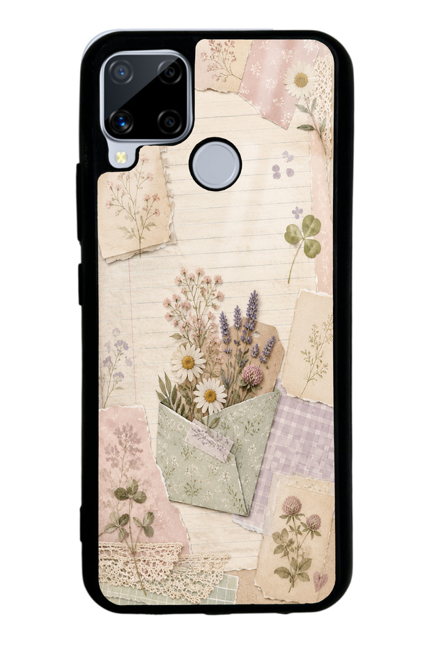 حافظة هاتف لامعة بتصميم Realme C15 Wildflower Diary