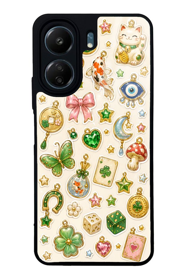Xiaomi Redmi 13C Glossy Phone Case with Lucky Star Charms Design
