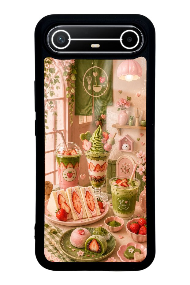 حافظة هاتف لامعة بتصميم Tecno Spark Slim Berry Matcha Corner