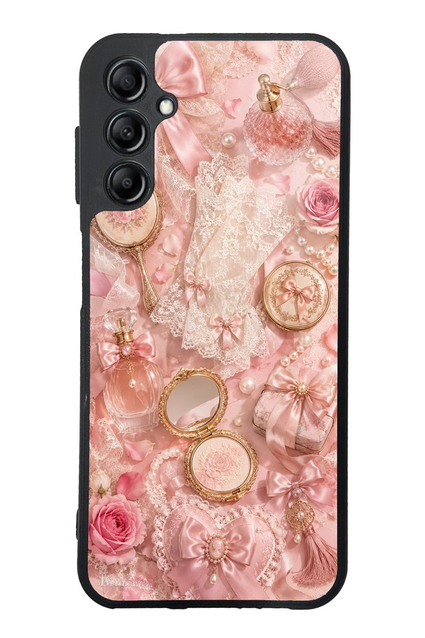 Samsung A14 Glossy Phone Case with Vintage Rose Vanity Design