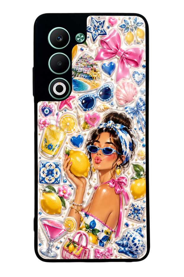 حافظة هاتف لامعة بتصميم Lemon Pop Riviera لهاتف Oppo A5
