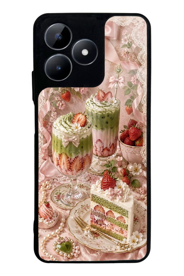 حافظة هاتف لامعة بتصميم Realme C53 Berry Matcha Dream