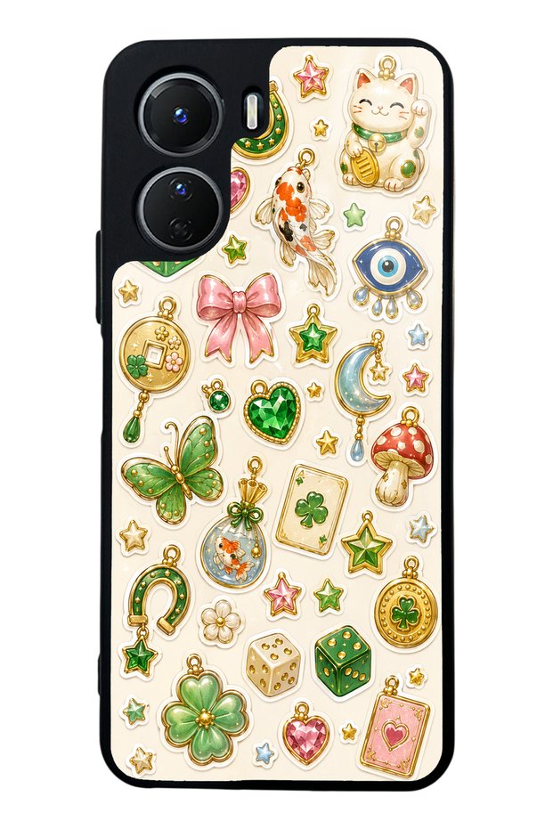 Vivo Y16 Glossy Phone Case with Lucky Star Charms Design
