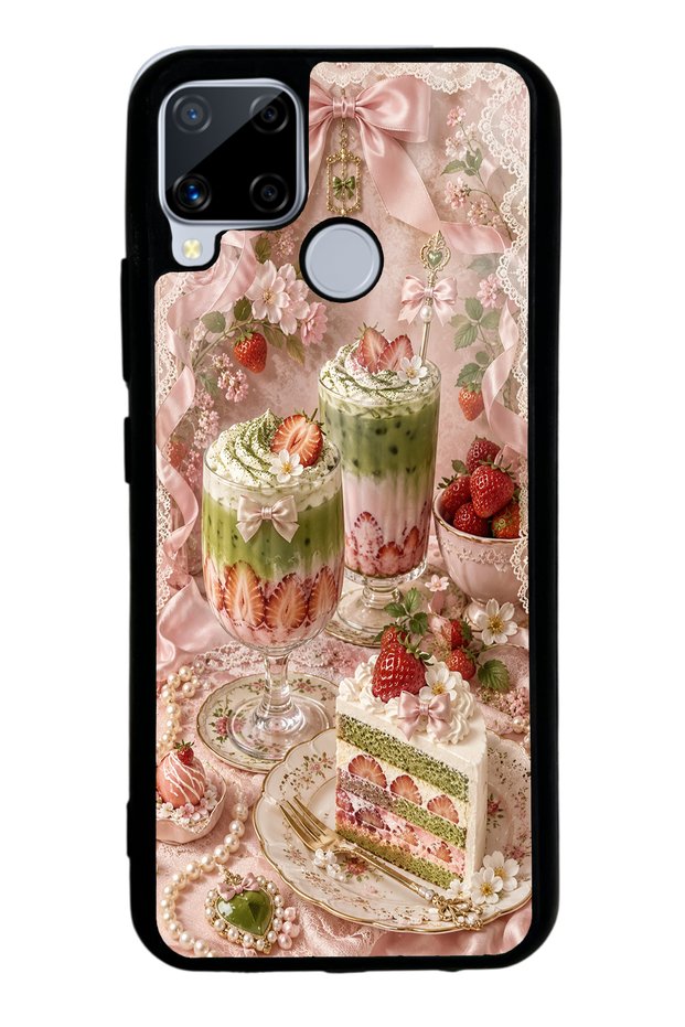 حافظة هاتف لامعة بتصميم Realme C15 Berry Matcha Dream