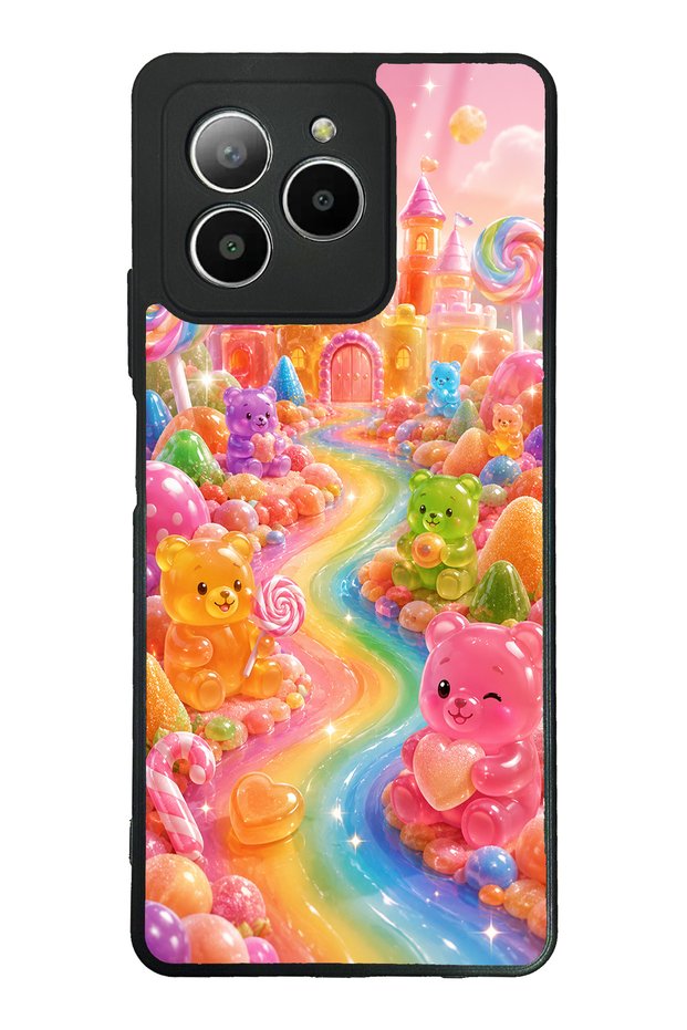 Omix X7 Glossy Phone Case with Jelly Bear Castle Design
