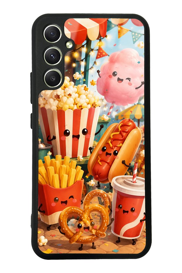 Samsung A34 Fun Food Party Design Glossy Phone Case