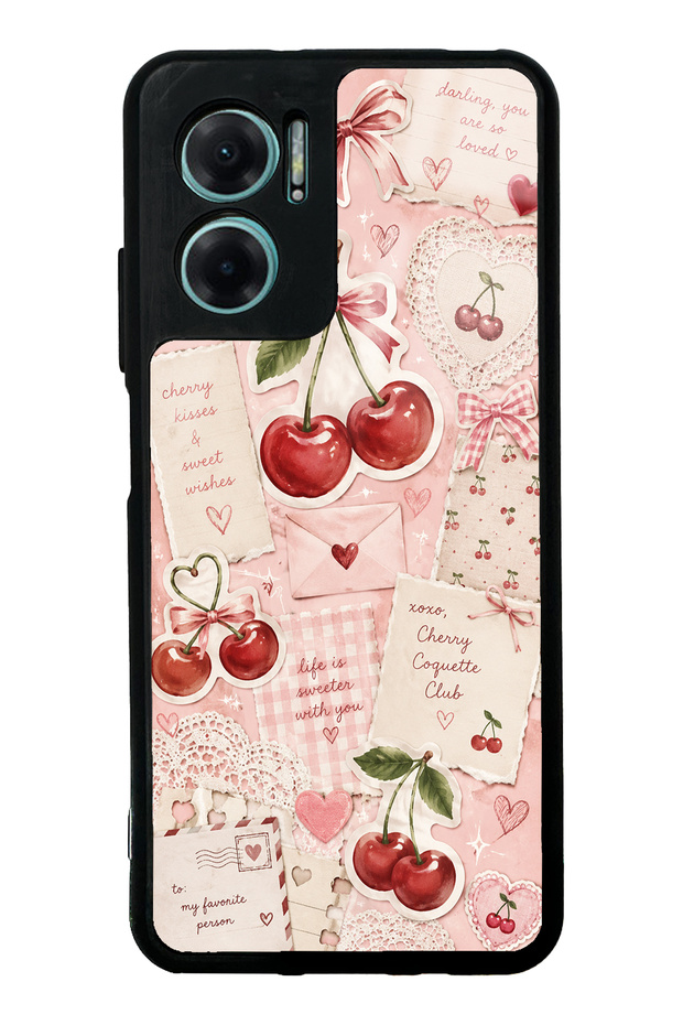 Xiaomi Redmi Note 11E Glossy Phone Case with Cherry Love Letters Design