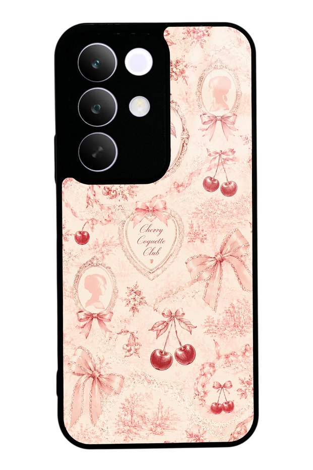 Realme C85 Glossy Phone Case with Cherry Coquette Toile Design