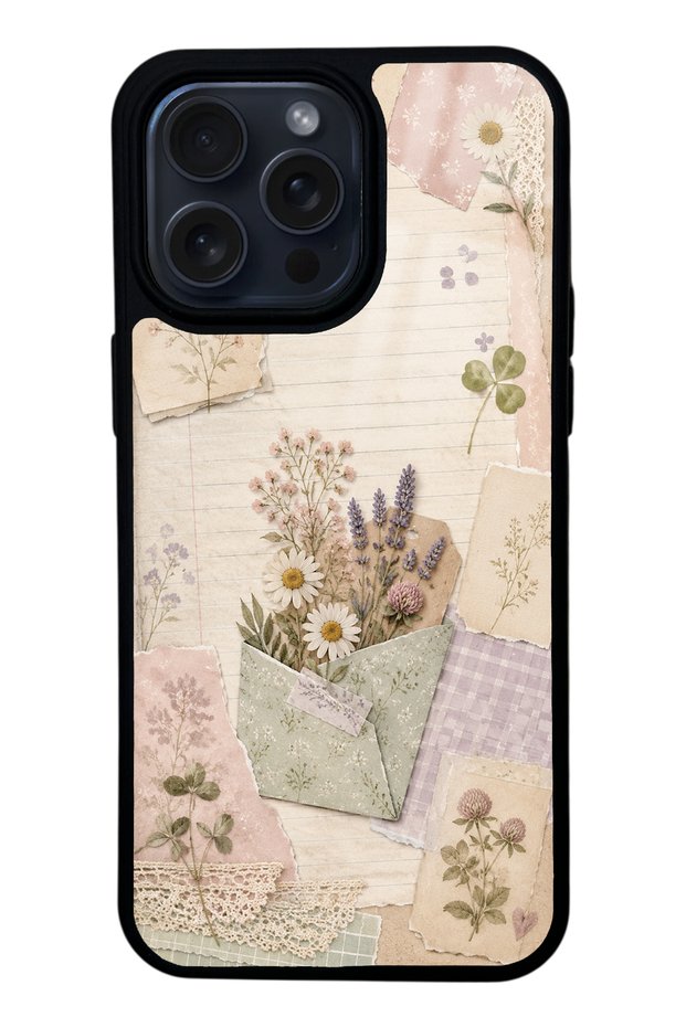 حافظة هاتف لامعة بتصميم Wildflower Diary لهاتف iPhone 14 Pro Max