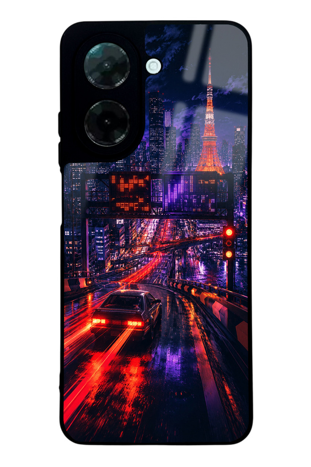 Xiaomi Redmi A5 Glossy Phone Case with Neon Tokyo Nights Design