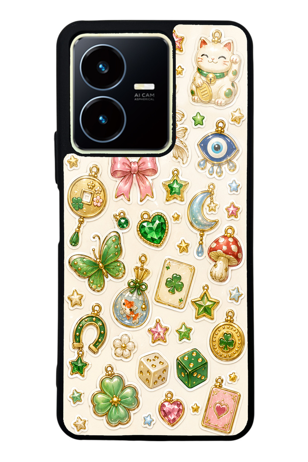 Vivo Y22S Glossy Phone Case with Lucky Star Charms Design