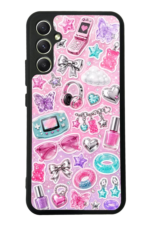 Samsung A34 Y2K Sticker Dreams Design Glossy Phone Case