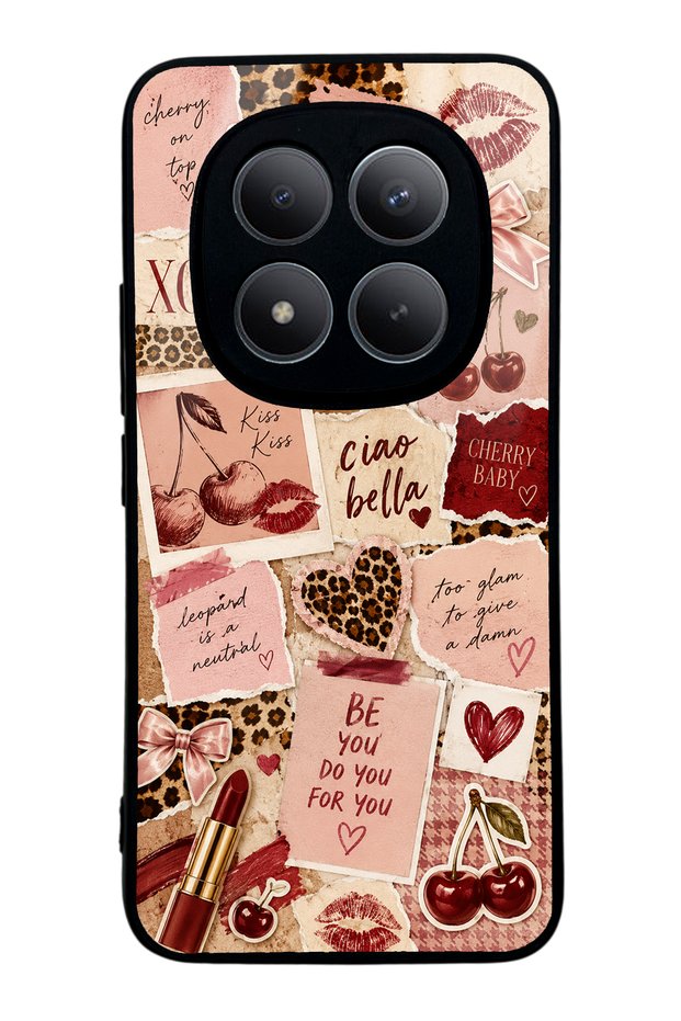 Xiaomi Redmi Note 15 Pro Plus Glossy Phone Case with Cherry Leopard Notes Design