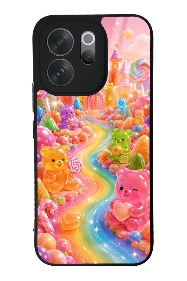 Vivo V70 Jelly Bear Castle Design Glossy Phone Case