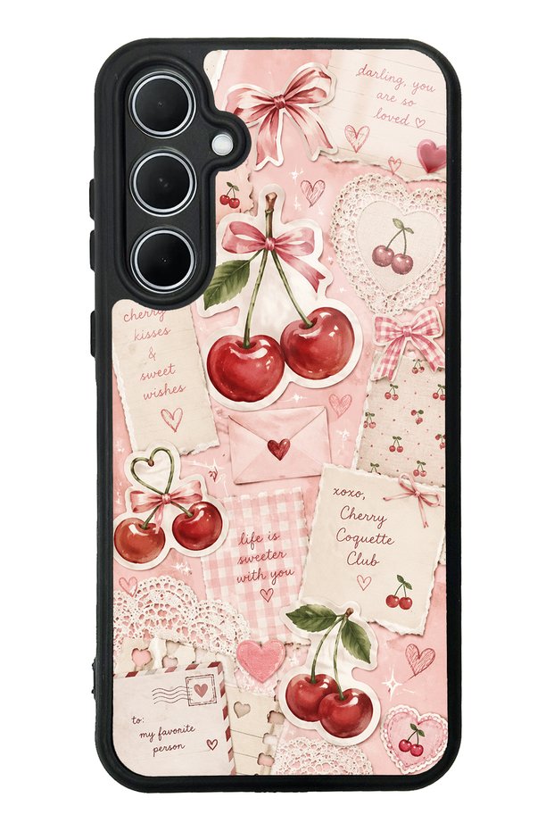 Samsung A35 Glossy Phone Case with Cherry Love Letters Design