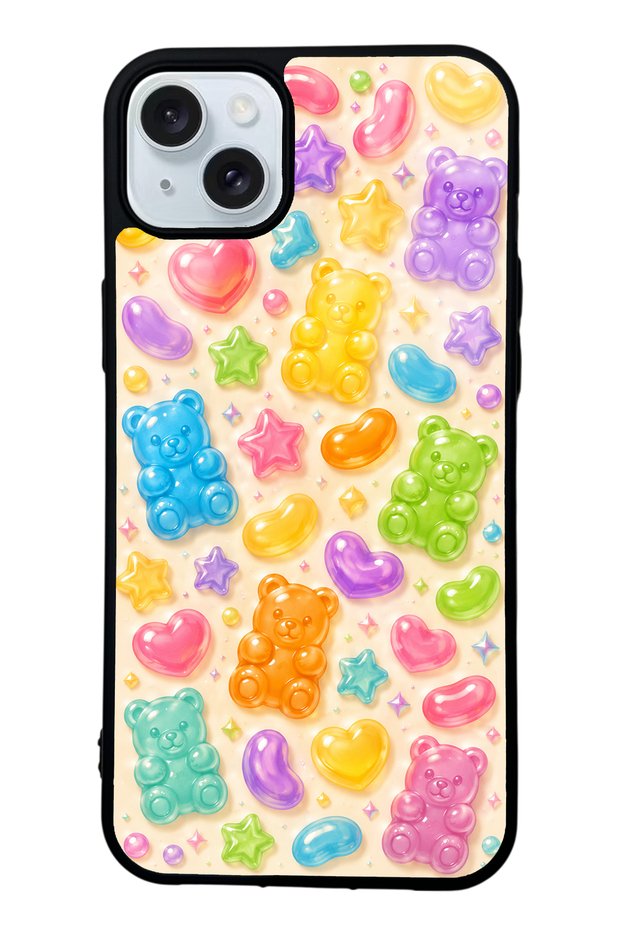 iPhone 15 Plus Glossy Phone Case with Sweet Bear Jelly Design