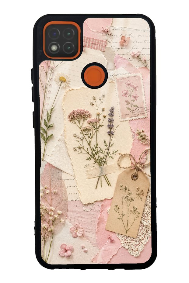 Xiaomi Redmi 9C Glossy Phone Case with Blush Herbarium Design