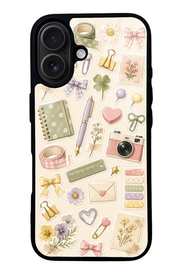 iPhone 16 Floral Study Notes Design Glossy Phone Case