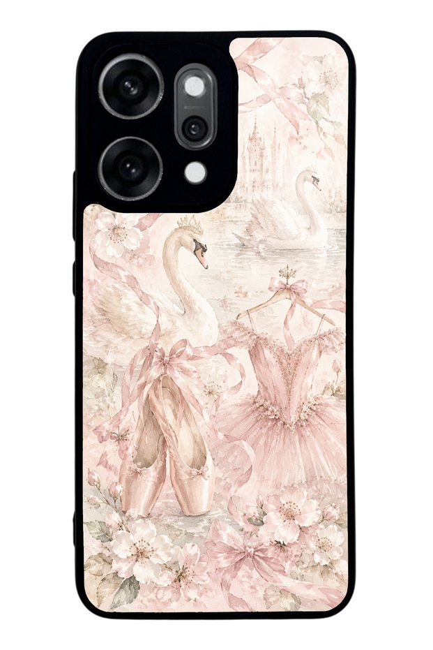 Oppo Reno 14 Pro Pink Swan Ballet Design Glossy Phone Case