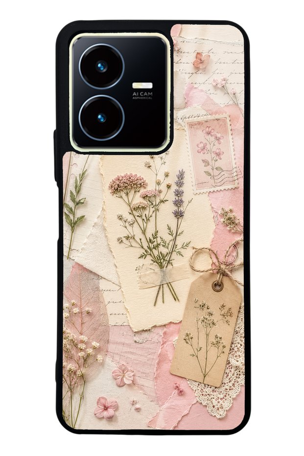 Vivo Y22S Glossy Phone Case with Blush Herbarium Design