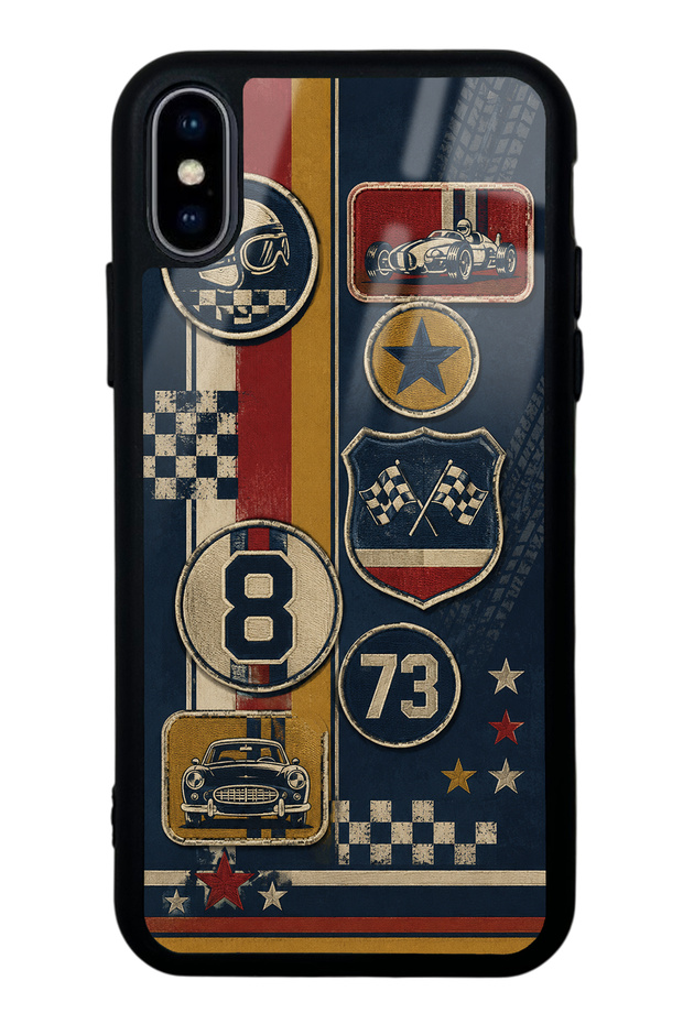 iPhone X Old School Racing Design Glossy Phone Case