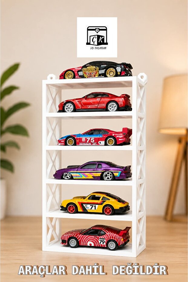 1:64 Model Car Display Stand - Special Design 6-Tier Shelf / Garage Display White