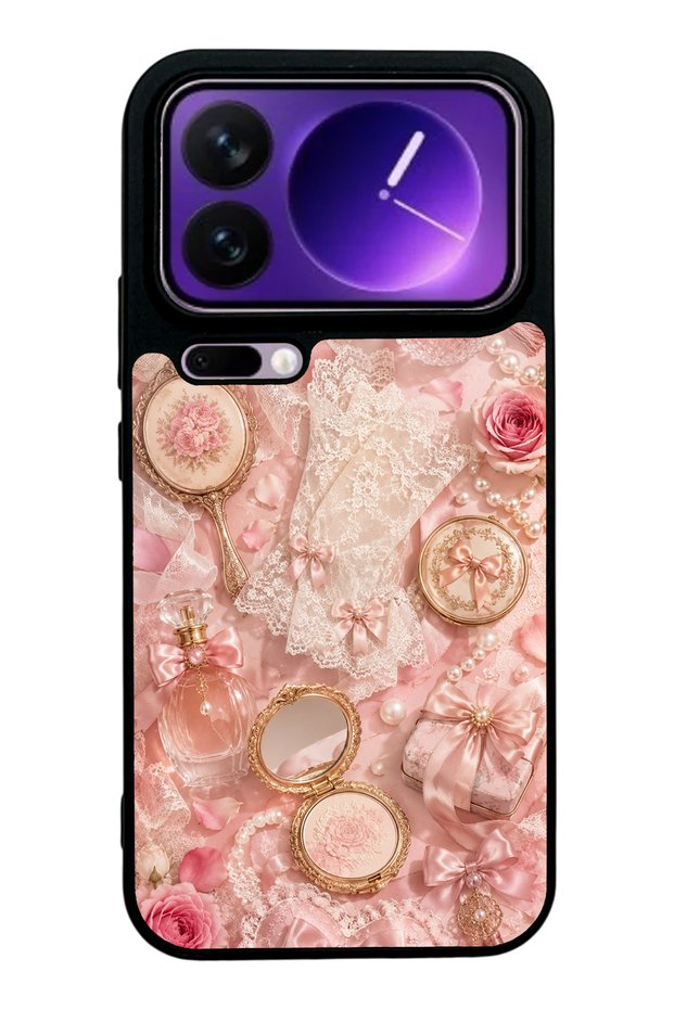 Xiaomi 17 Pro Glossy Phone Case with Vintage Rose Vanity Design