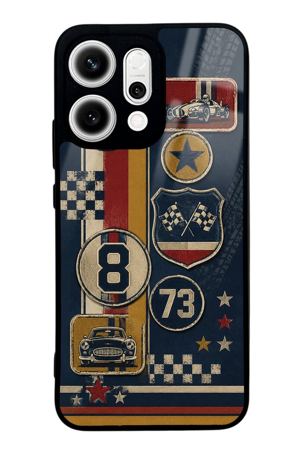 Oppo Reno 14 Old School Racing Design Glossy Phone Case