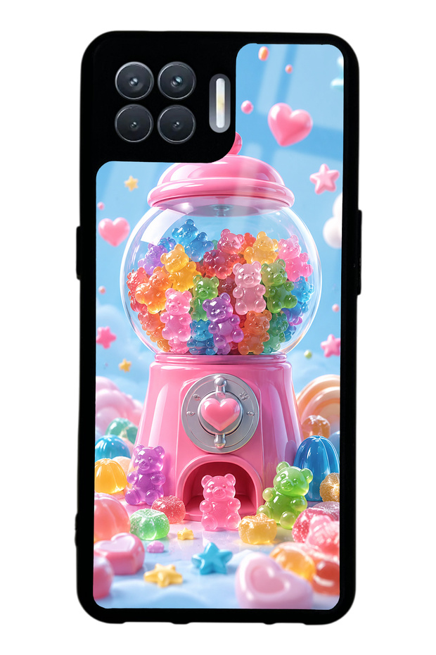 Oppo Reno 4 Lite Glossy Phone Case with Candy Bear Dream Design