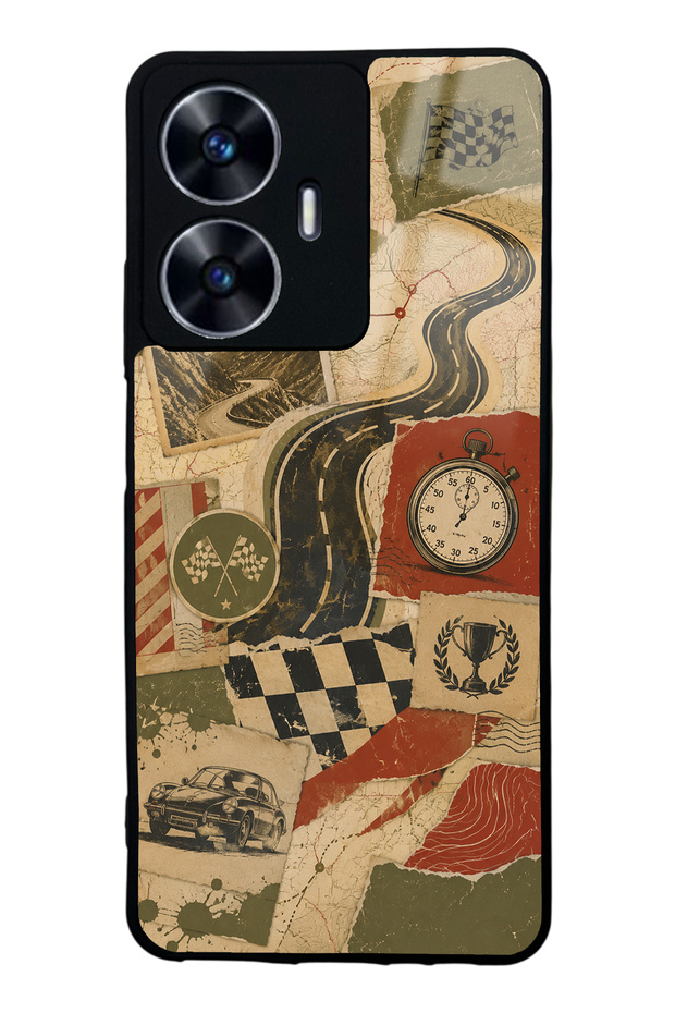 Realme C55 Glossy Phone Case with Retro Road Racing Design