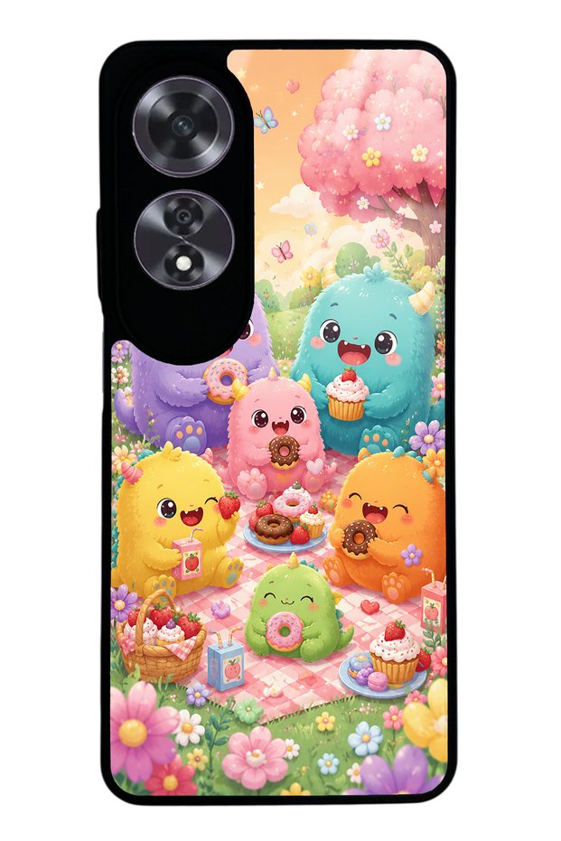Oppo A60 Monster Picnic Party Design Glossy Phone Case