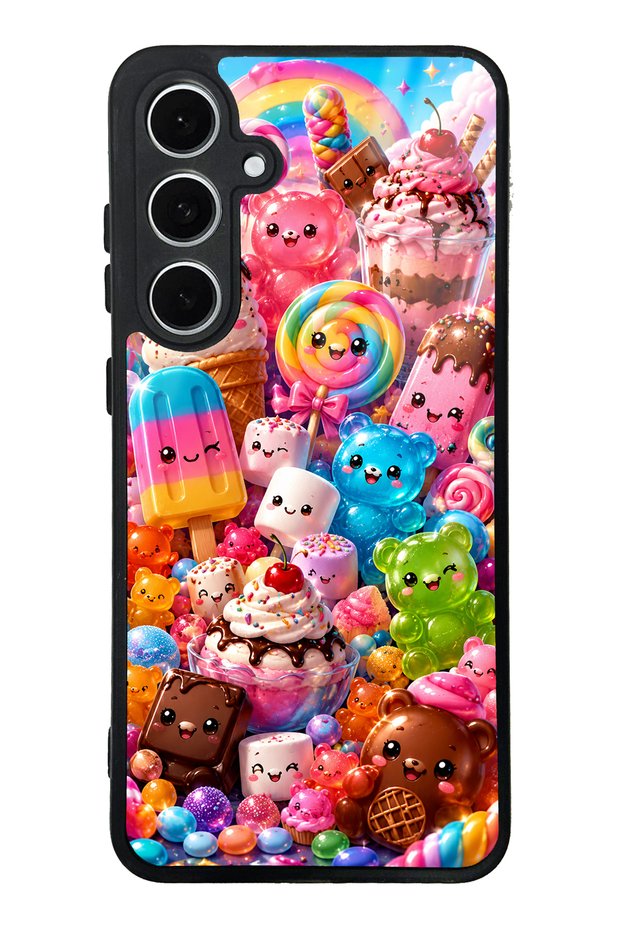 Samsung S24 Fe Kawaii Candy Party Design Glossy Phone Case