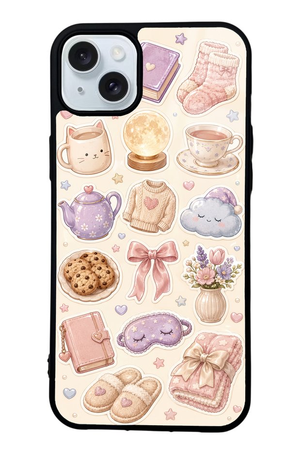 iPhone 15 Plus Pastel Sleepover Design Glossy Phone Case