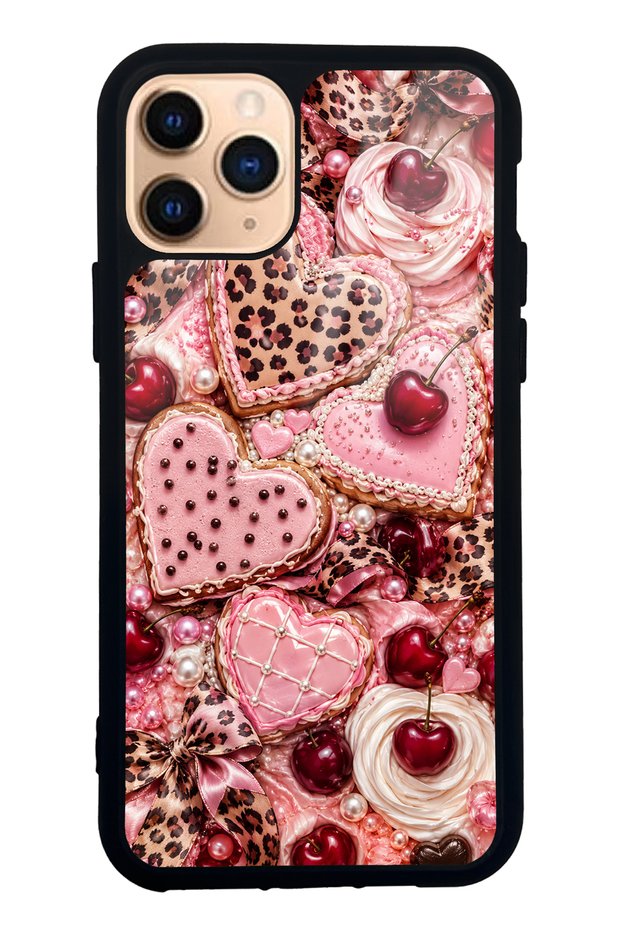 iPhone 11 Pro Cherry Leopard Sweetheart Design Glossy Phone Case