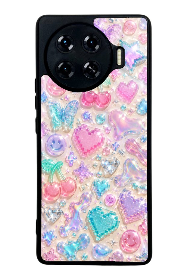 Tecno Spark 20 Pro Plus Glossy Phone Case with Y2K Jelly Charms Design