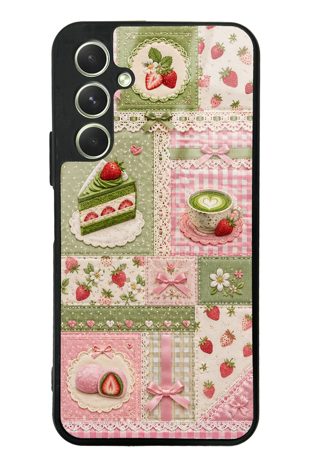 Samsung A54 Matcha Berry Quilt Design Glossy Phone Case