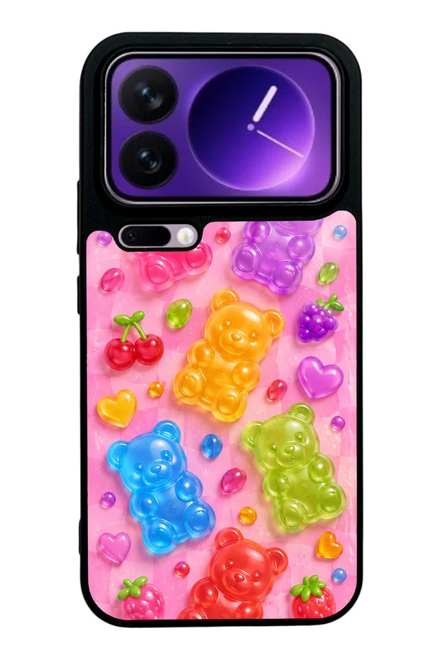 Xiaomi 17 Pro Glossy Phone Case with Candy Bear Fruits Design