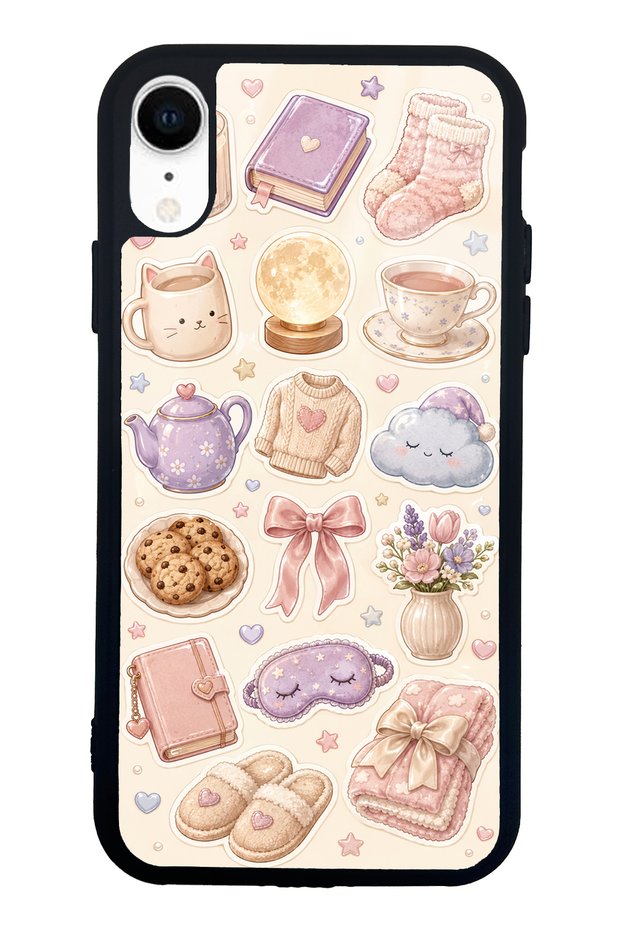 iPhone Xr Glossy Phone Case with Pastel Sleepover Design