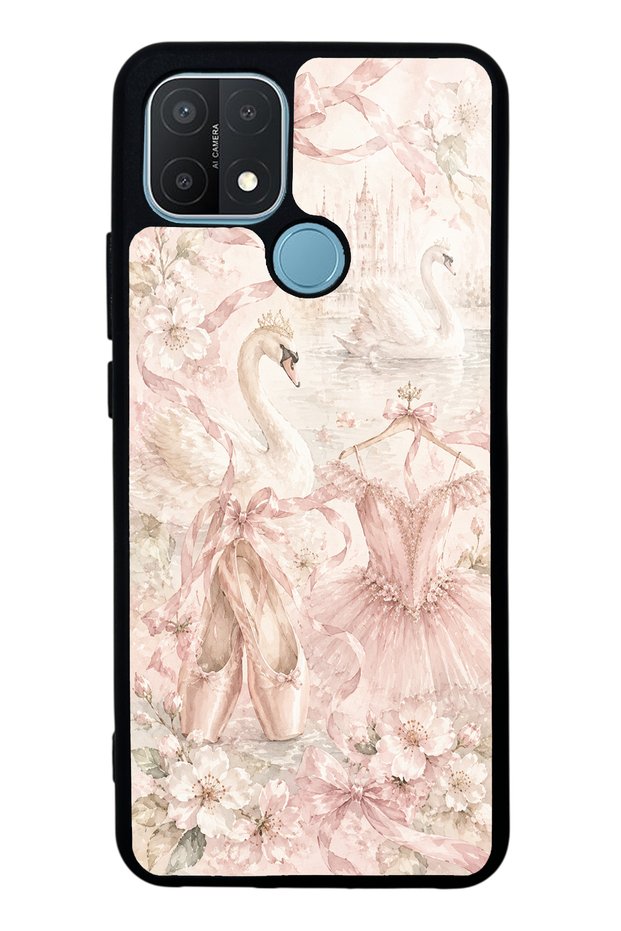 Oppo A15S Pink Swan Ballet Design Glossy Phone Case