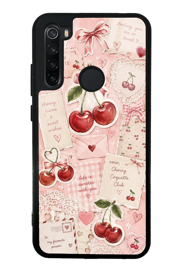 Xiaomi Redmi Note 8 Glossy Phone Case with Cherry Love Letters Design