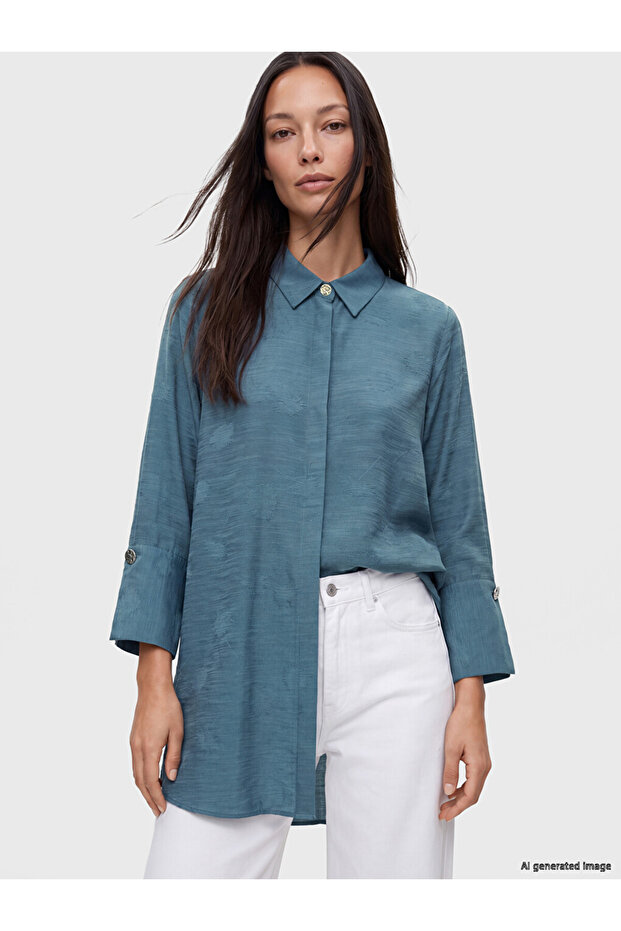 Patterned Oversize Women's Shirt Tunic